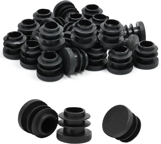 Patins pour pieds de meubles - 32 pièces - Embouts ronds en plastique - Pour tables et chaises - Embouts ronds - Pour carrelage - 16 mm - Zwart