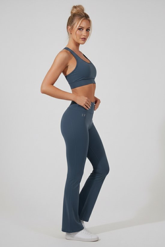 La V flared sportlegging basic Blauwgrijs XS van Merkloos — afbeelding 3
