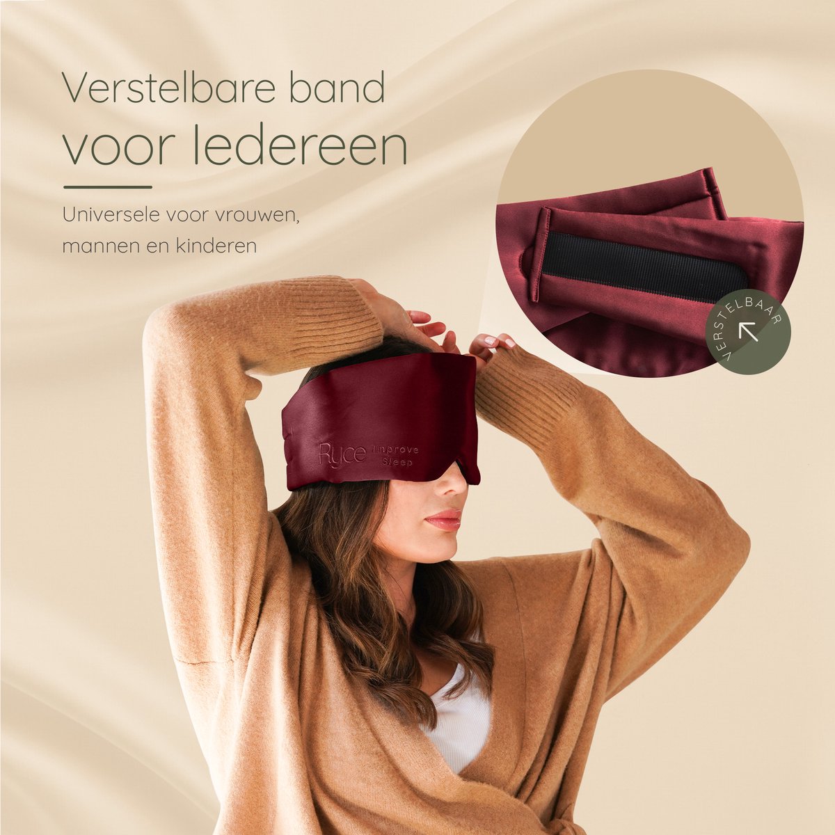 Ryce® Zijden Slaapmasker - Oogmasker - Vrouwen & Mannen - Full Cover - Cadeau - Rood — afbeelding 6