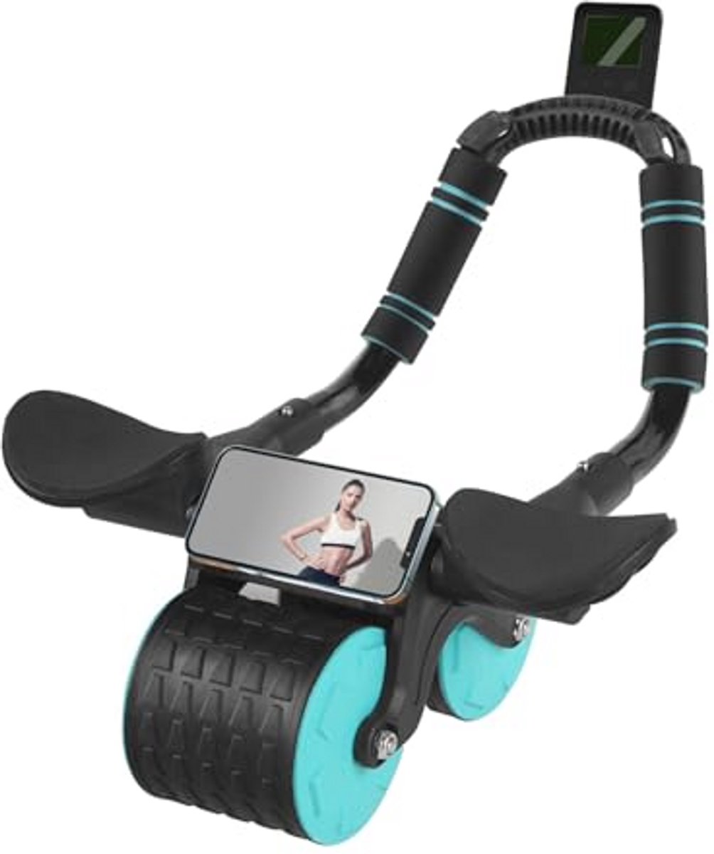Ab Roller Wiel met Timer - Automatische Rebound & Dubbel Wiel voor Effectieve Buikoefeningen