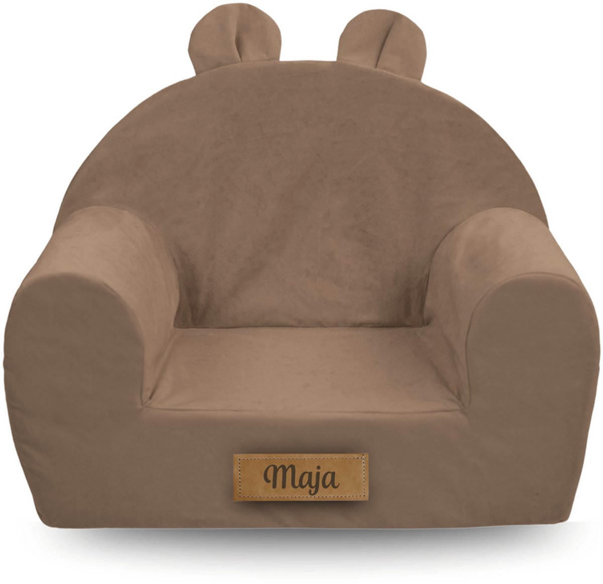 Kinderfauteuil met oren, gepersonaliseerd voor baby’s en peuters 56x33x42 cm, donkerbeige