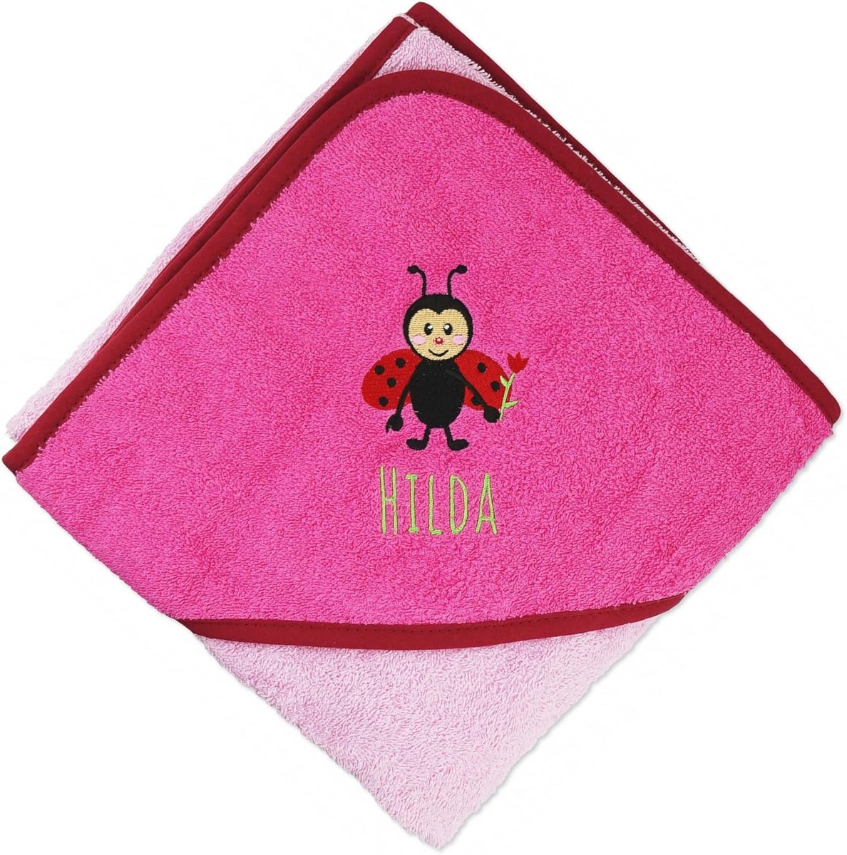Gepersonaliseerde Capuchon-Handdoek voor Baby's en Kinderen - Oudroze-Roze - 140x140 cm