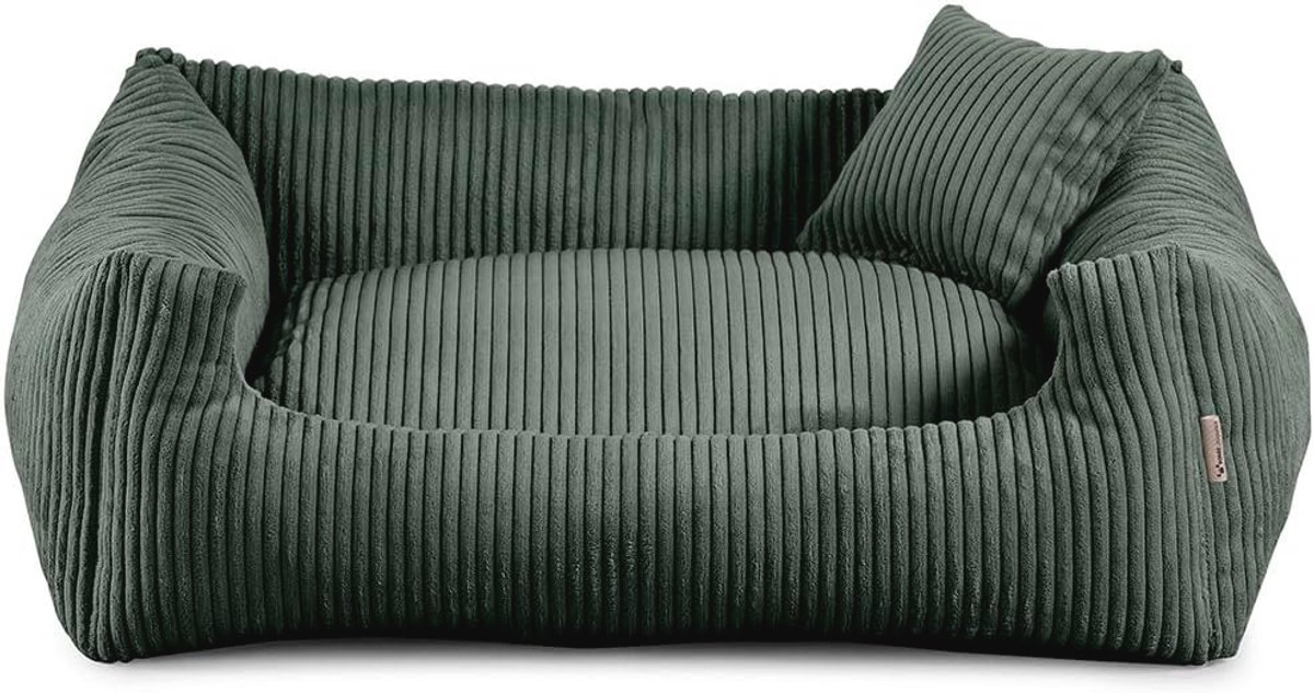 Hondenbed van zacht materiaal met polyurethaanschuim, ribbelontwerp en vlekbestendig, beschikbaar in diverse kleuren en maten. Inclusief klein kussen.