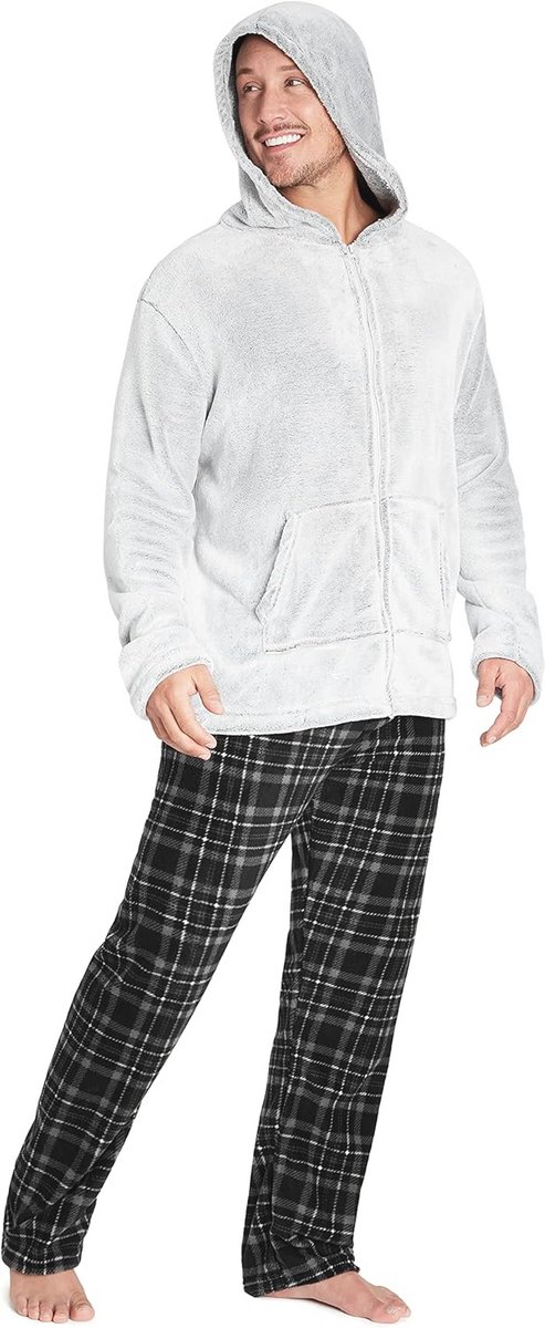 Heren Fleece Pyjama Set - Warme Slim Fit Pyjama voor Mannen
