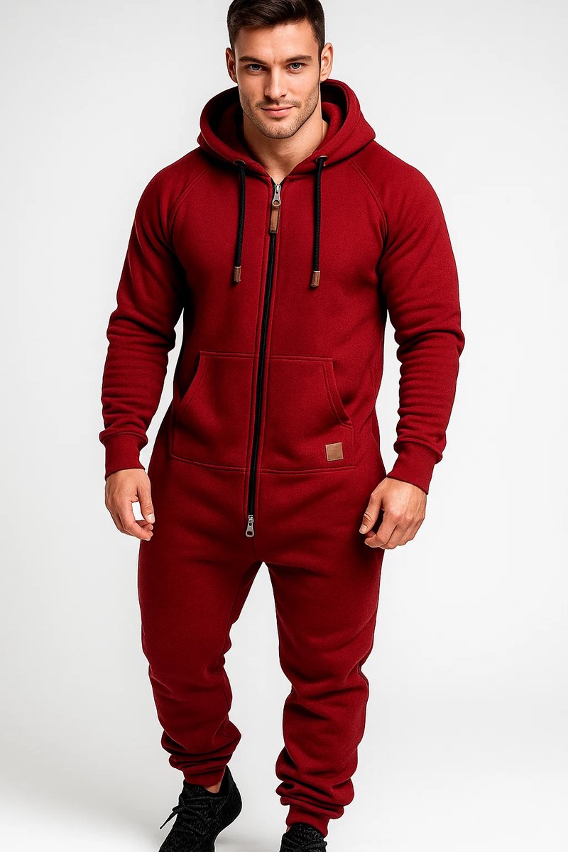 Rode Onesie - Huispak - Onesie mannen - Onesie Vrouwen - Maat L