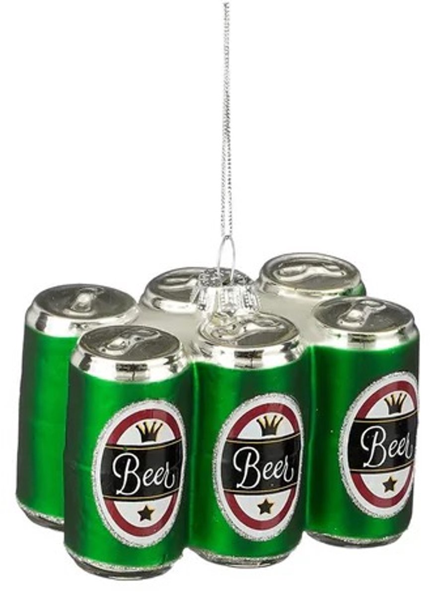 Kerstornament - biertje - glas - 8,5x6x6 cm.