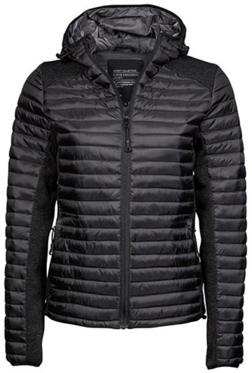 Tee Jays Dames Hooded Outdoor Crossover Jacket Melange Zwart