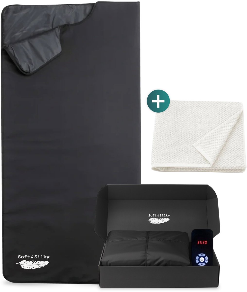 Bol.com Soft & Silky Infrarood deken - Leer - Sauna deken - Paneel - Warmte - Elektrische - Fibromyalgie - Verwarming - Infraroo... aanbieding