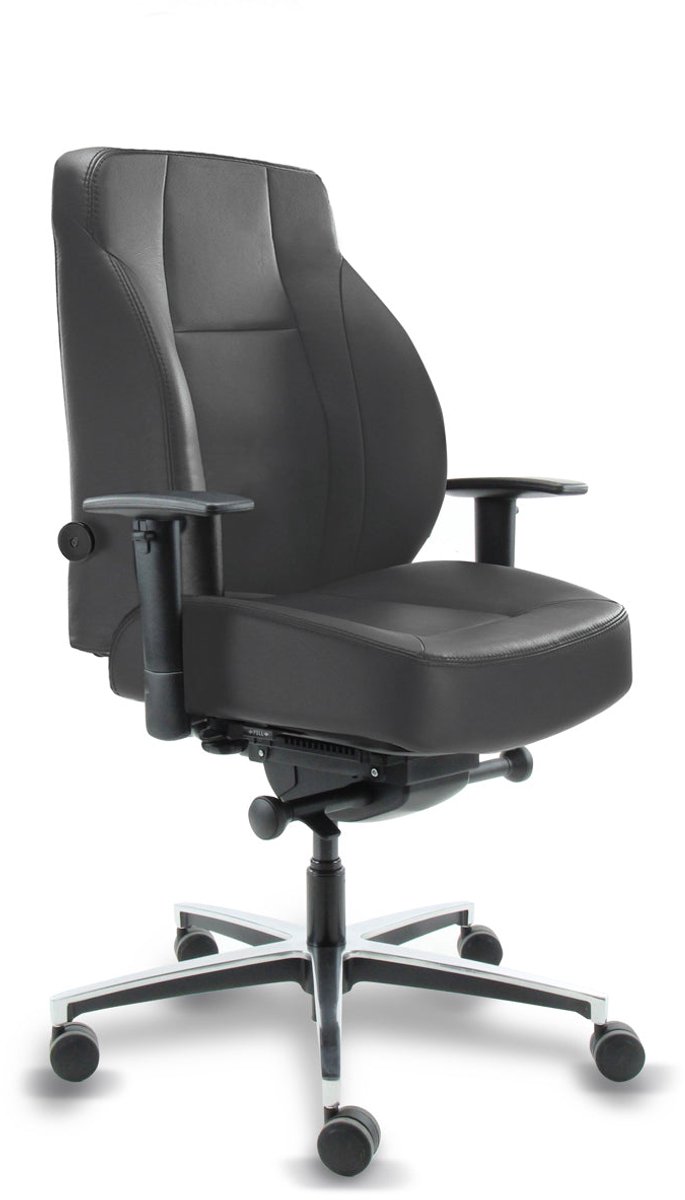 Workliving Delta-5 Leer Compact - Ergonomische 24-uurs Bureaustoel