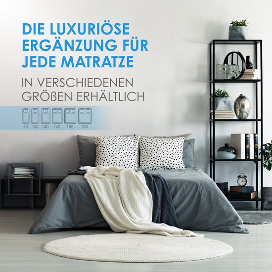 Chambre habillée avec lit, armoire et tapis rond blanc. Disponible en 90, 100, 140, 160, 180, 200 cm.
