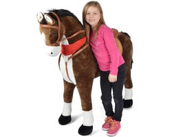 Pink Papaya Reuzen XXL Paard voor Kinderen - Herkules - 125cm Pluchen Paard - Bijna Levensgroot Speelgoed Paard om op te Rijden en Zitten - tot 100 kg Belastbaar - Maakt Geluiden - met Kleine Borstel
