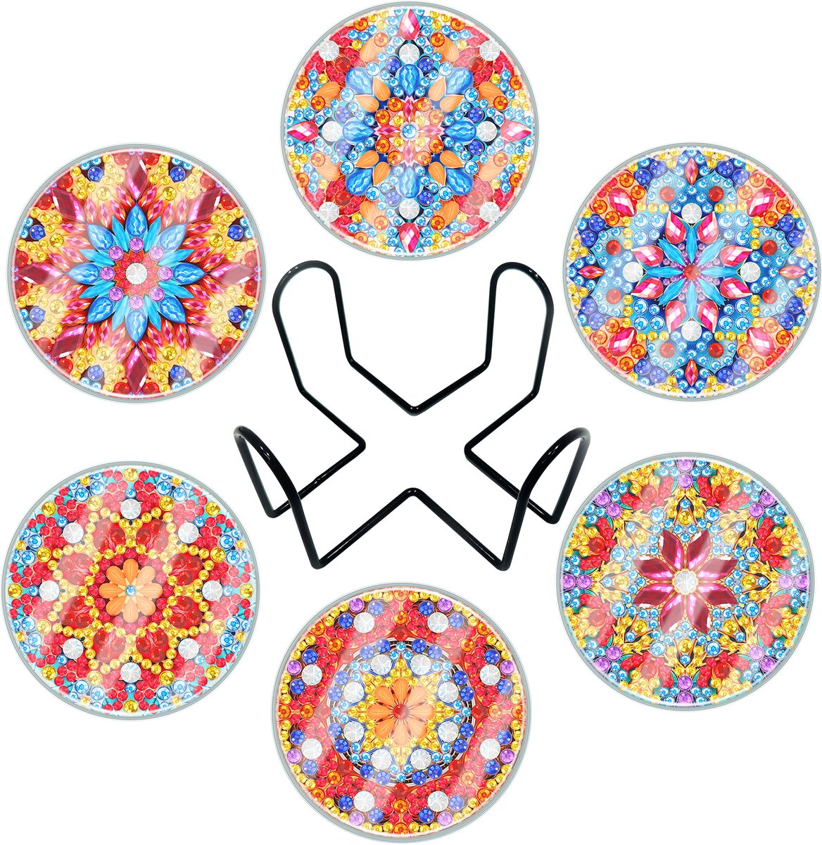 Adorzy Diamond Painting Onderzetters Mandala – 6 stuks - Met Bescherming - Diamond Painting pakket volledig – Diamond Painting Volwassenen
