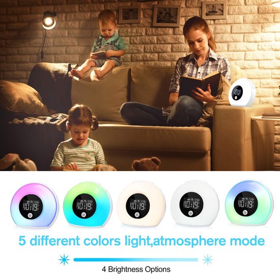 Bluetooth Wekker-Kinderkamer Mini Wireless Speaker-Draadloze Bluetooth Luidspreker-Met Muziek-Dimbaar Nachtlampje-Kleurverandering-Deep Sleeper Alarm-Waterdichte Stereo Sound-Bass-LED Licht-Met Handvat-Draagbare Speaker-Voor Feesten-Buiten-Kamperen — afbeelding 3