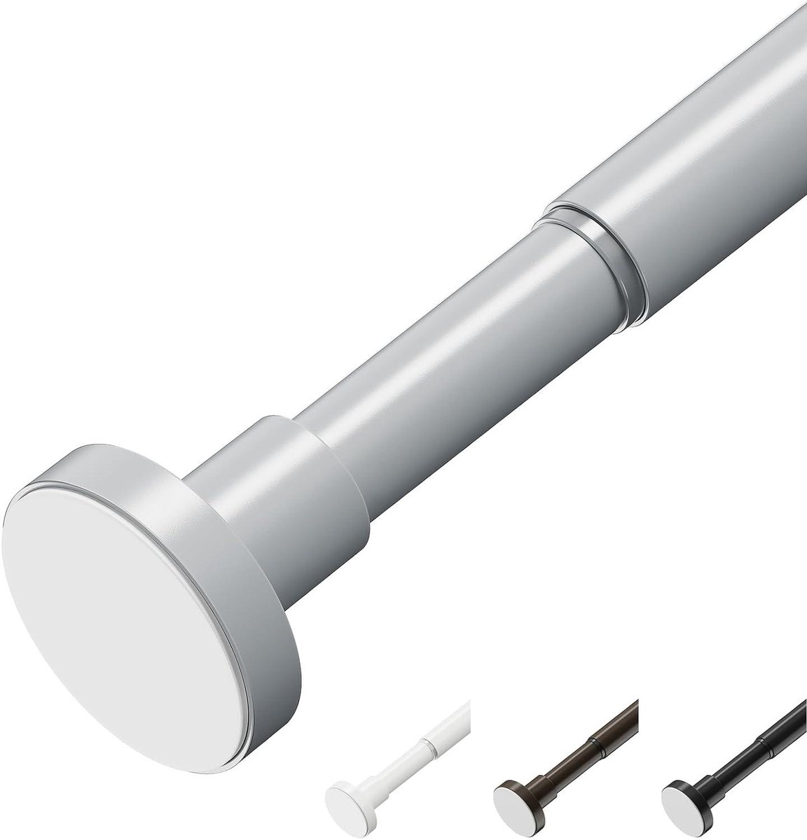 Ronte - Gordijnroede voor raam en badkamer, verstelbare telescopische stang 46-71 cm, grijs.