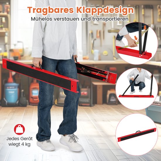 COSTWAY Zaagblokken, set van 2, inklapbare werkbokken, van metaal, tot 375 kg belastbaar, zaagbok met antislip bovenkant en scharnierclip, steiger met draaggreep voor houtbewerking van Merkloos	 — afbeelding 3