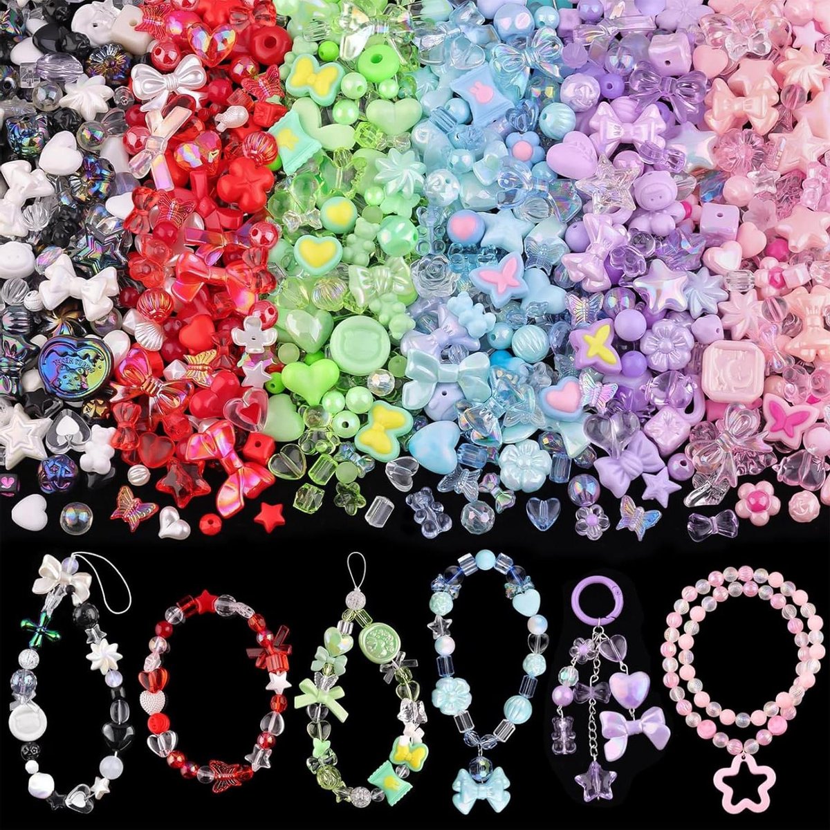 Ronte - Acrylkralen in 6 kleuren voor armband maken - Kawaii armband charm - Sieraden maken DIY - 75+ karakters