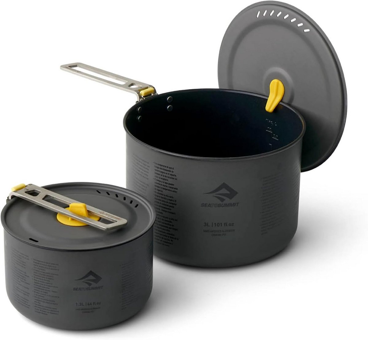 Sea to Summit Frontier Ultralight Two Pot Set - Campingpannen 1,3 L + 3 L - Lichte Kookset Aluminium met Anti-aanbaklaag