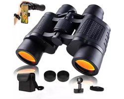 Verrekijker Inlcusief Draagtas - Compacte Verrekijker voor Volwassene - Verrekijkers - Nachtzichtfunctie - 80X80 HD - Zwart