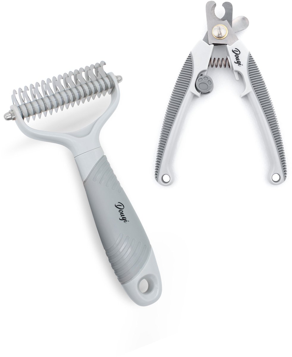 Dougi - Verzorgingsset voor Hond & Kat – Nagelknipper + Ondervacht borstel – Nageltang & Hondenkam – Voor Langharige & Kortharige Vacht – Inclusief Gratis E-Book
