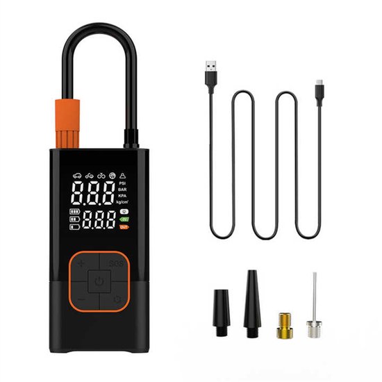 786 Fiets - Elektrische Fietspomp - Luchtcompressor 150PSI/10,3 Bar - 4000mAh Powerbank & USB-C - Voor Fiets, E-Bike, Scooter, Motor en Auto — afbeelding 3