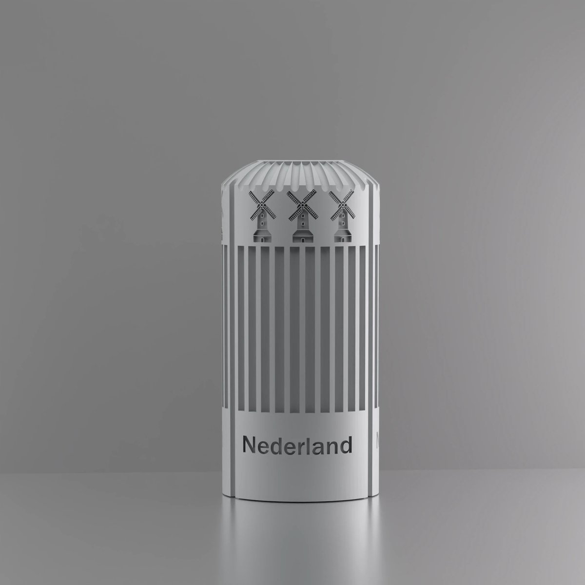 3d-gezellig Napels met molen + tekst Nederland - Vaas - Waterdicht - Grijs - Maat 25 cm - Kunststof - Modern - Bloemenvaas - 100% gerecycled PLA (bioplastic)