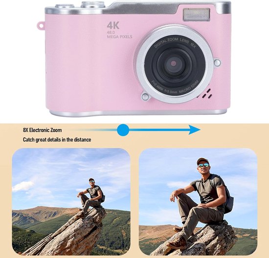 MaxMango Digitale Camera – 8K Video – 33FT Waterdicht – 2,8 Inch Scherm + 1,4 Inch Selfiescherm – 18x Zoom – Inclusief 64GB – Ideaal Voor Kinderen En Beginners