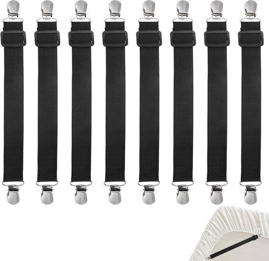 10 Stuks Elastische Bedlakenspanners Verstelbare Bedlakenspanners Lakenspanners met Metalen Clips voor lakens, matrassen