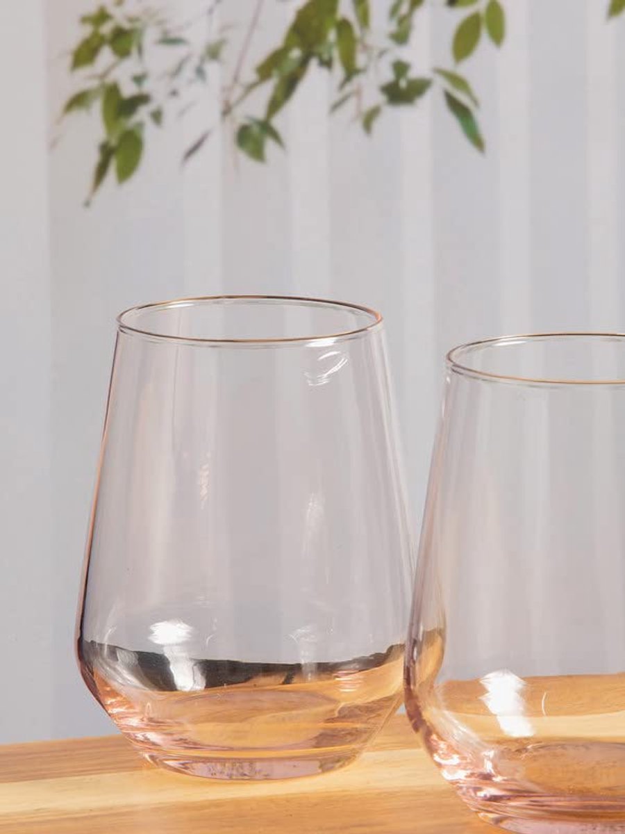 Pasabahce Allegra - Waterglazen - Roze - 425 ml - Set van 3