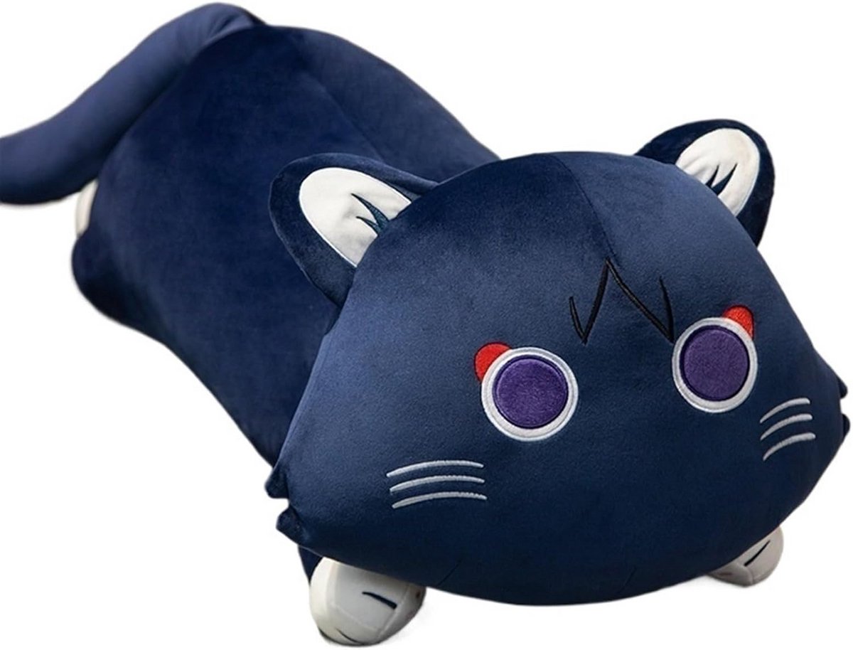 Genshin Scaramouche Kattenpluchen Kussen - 70CM - Zacht en Knuffelig Game-geïnspireerd Decoratie Element voor Kinderkamer en Woonkamer