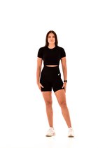 T-shirt de sport femme cropped – doux, respirant & extensible – fitness, yoga & usage quotidien – DM Training Comfort cropped T-shirt (noir)