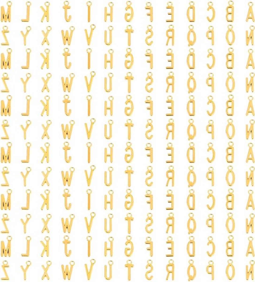 156 stuks/6 sets mini-hoofdletters A-Z bedels voor sieraden maken - gouden letterhangers