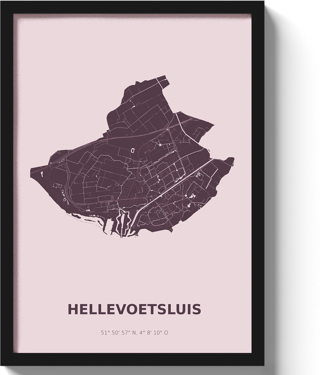 Poster Hellevoetsluis A3 - 30 x 42 cm - Paars (Exclusief Lijst)