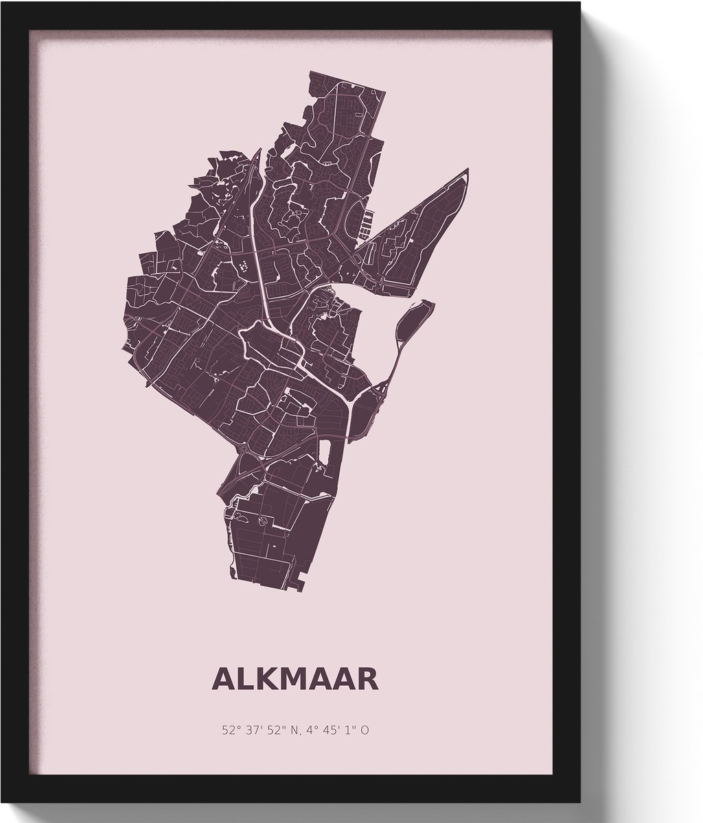 Poster Alkmaar A3 - 30 x 42 cm - Paars (Exclusief Lijst)