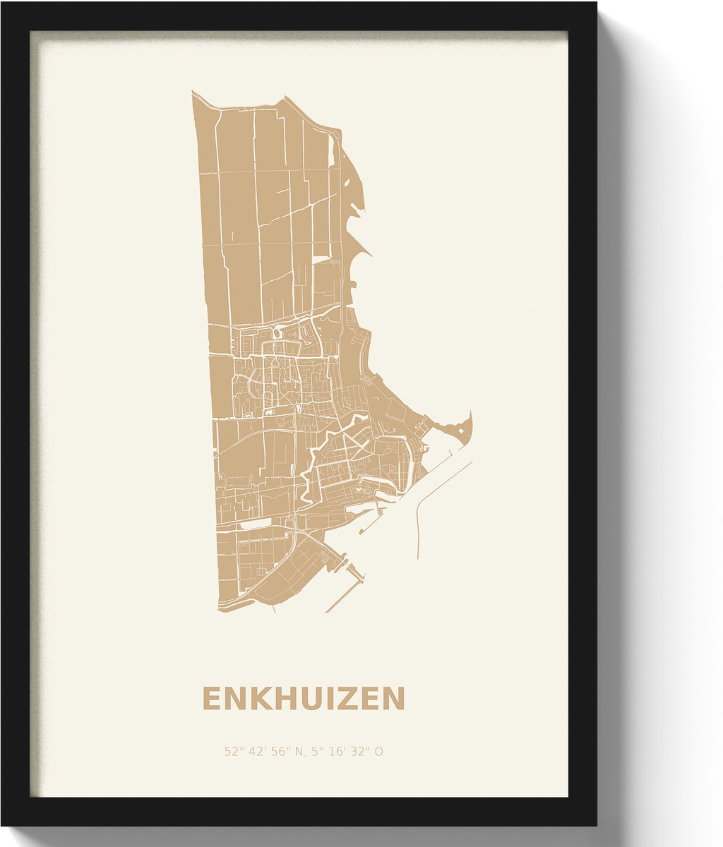Poster Enkhuizen A2 - 42 x 59,4 cm - Beige (Exclusief Lijst)