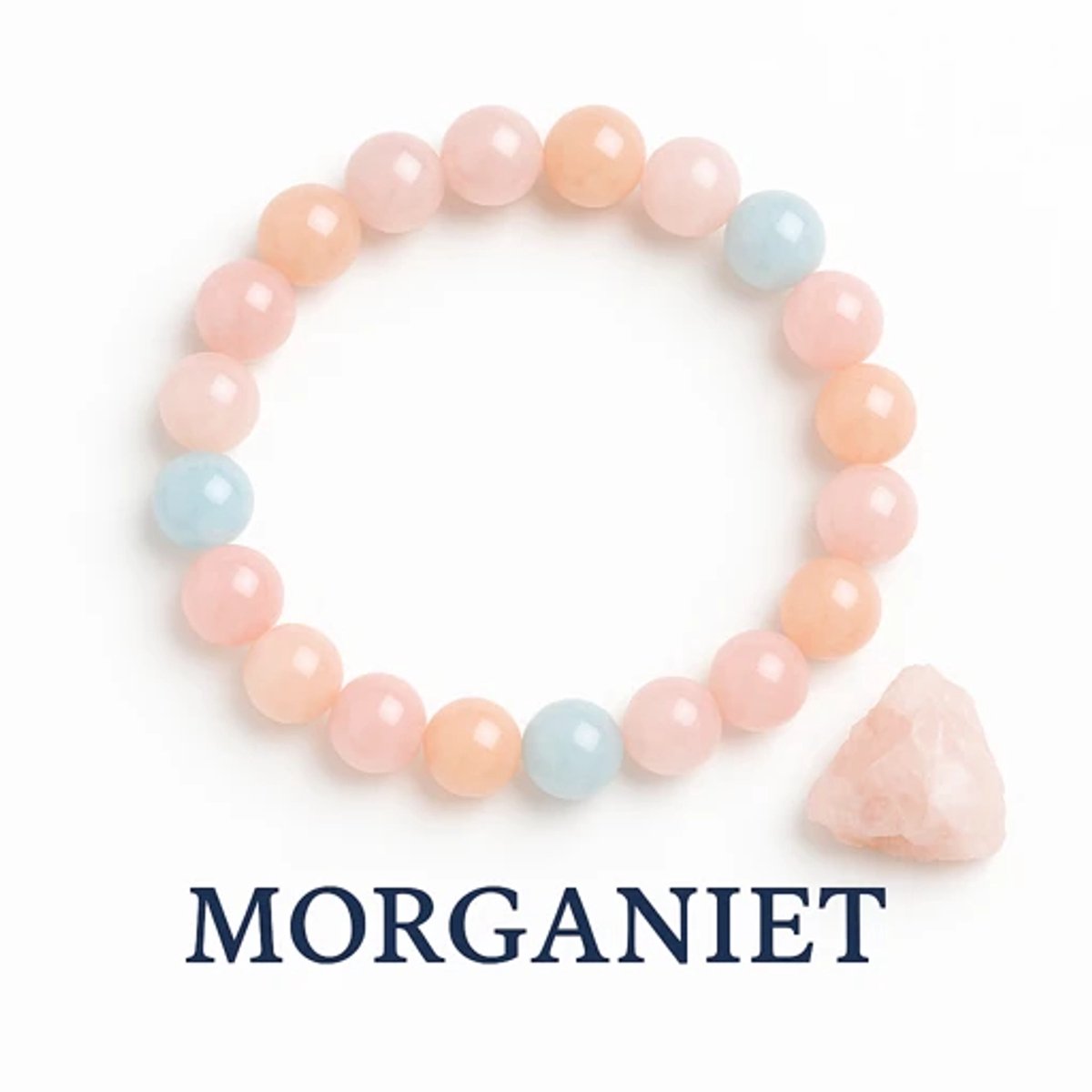 S4H Morganiet Kleurrijk Edelstenen Armband 8 mm kralen / size 18 cm