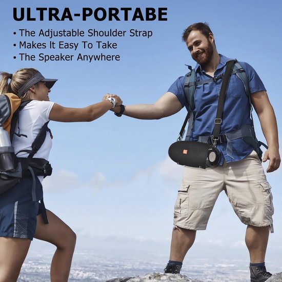 Draagbare Bluetooth Speaker Voor Buiten - Waterdichte Draadloze Luidspreker - Bluetooth 5.0 Voor Krachtig Geluid - Ondersteunt TF-Kaart MP3 En AUX - Partybox Voor Feesten Thuis Buiten En Strand - Zwarte Geluidsbox Met Stereo Sound van Merkloos — afbeelding 2