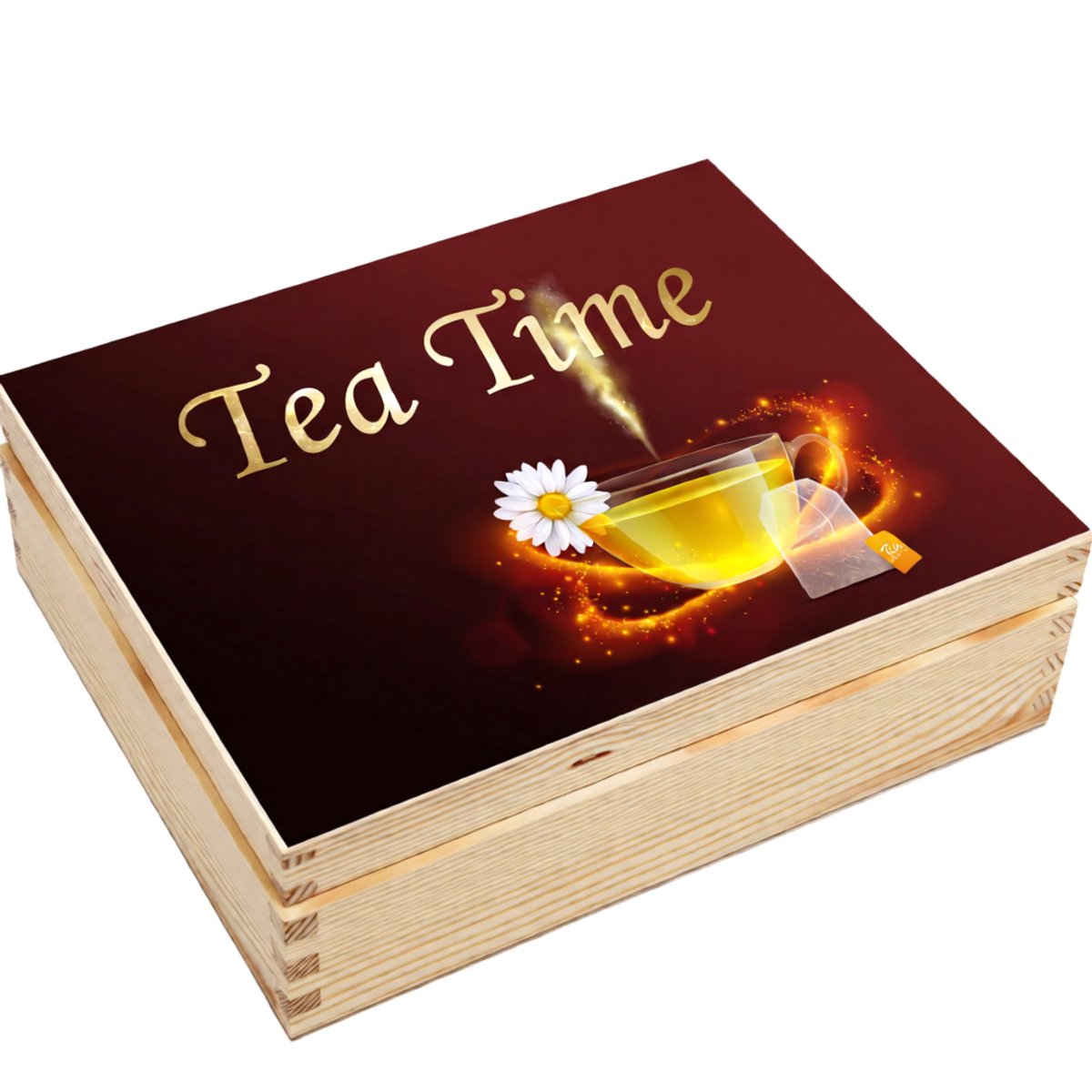 Atelier Joleo - theedoos Tea Time Gold - 12 vaks - 29,5x22,5x8,3 cm - Hout