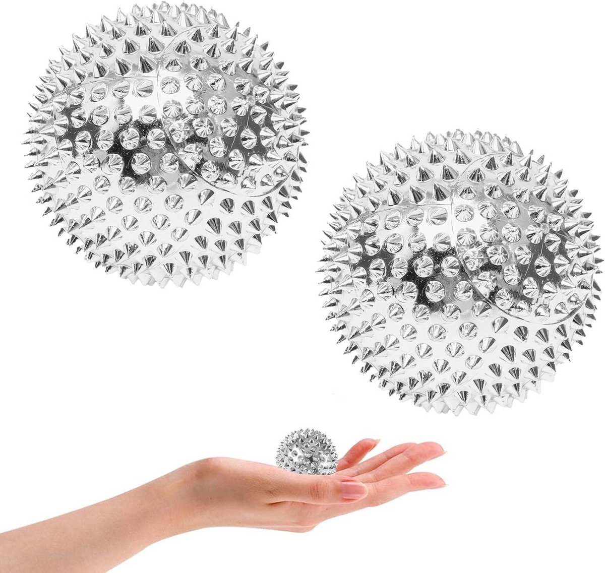Hedgehog Ball Set - Acupressuur Ballen - Spierontspanning Massage - Magnetische Stimulatie - 2 Stuks 32mm - Zilver
