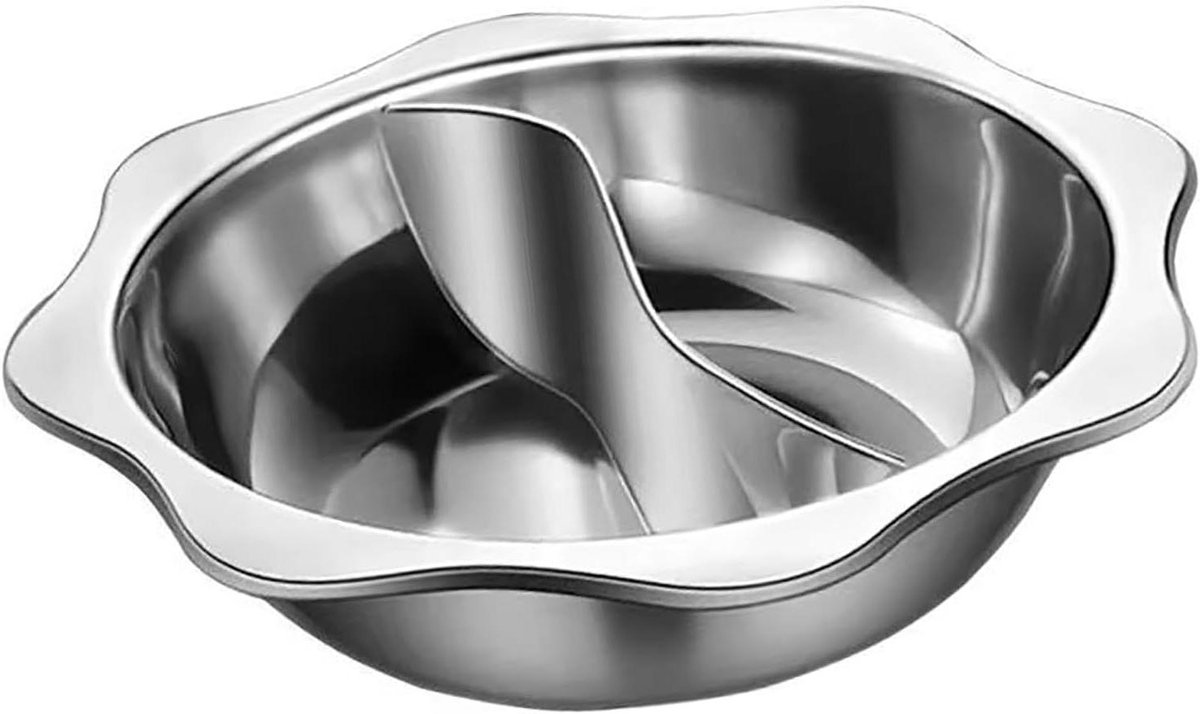 Eamber - Metalen Hot Pot Verdeelde Voorraadpot voor Inductiekookplaat en Gasfornuis met Dubbele Smaakopties