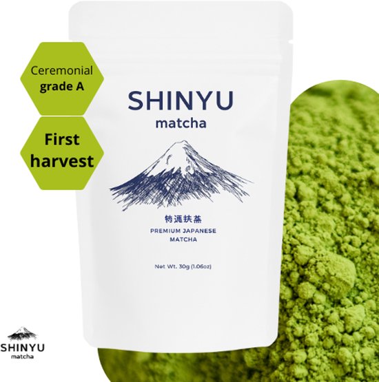 SHINYU Matcha - Ceremonial Grade A - Matcha thee poeder - Premium Japanse matcha poeder puur - Single Pack - 30g
