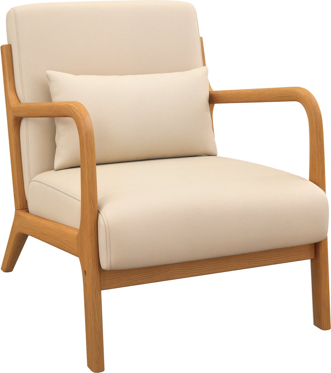 HOMCOM-Accent Chair-fluweel (100% polyester)-61x78x76cm-Beige