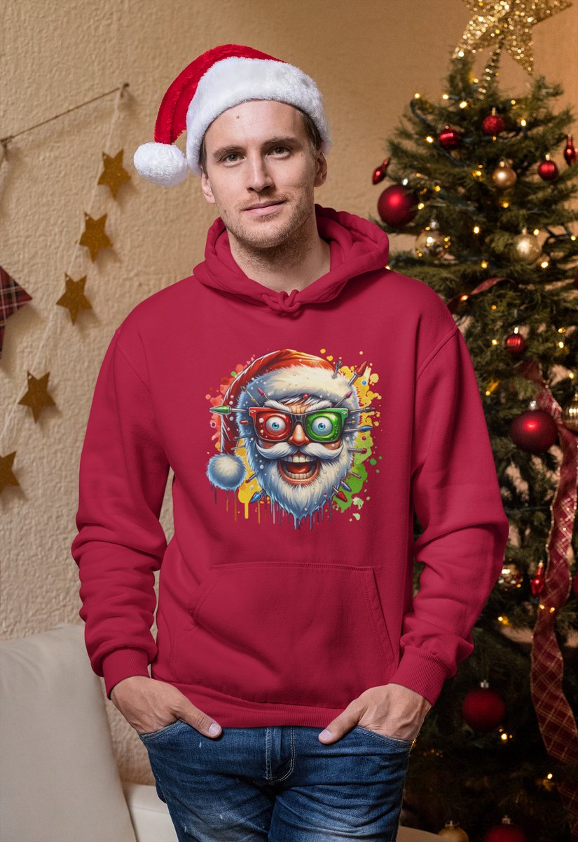 Freakout Santa - Kersttrui - Kerst Trui Rood - Grappig Kersttrui - Maat XL - Limited Edition