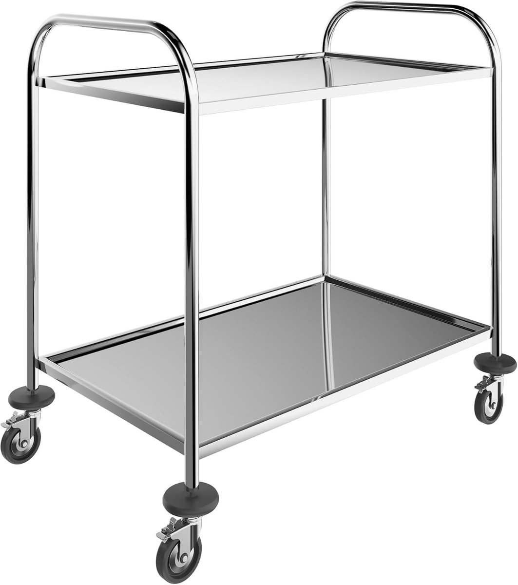 Roestvrijstalen Serveertrolley met Wielen, Professionele - 86x54x94 cm - Professionele Keukentrolley voor Hotels, Ziekenhuizen, - Medahomestore