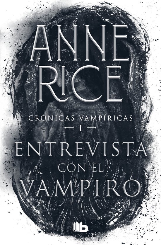 Boekomslag 'Entrevista con el vampiro' door Anne Rice. Donkere, rokerige achtergrond met de titel in witte letters.