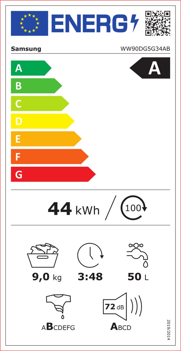 Samsung WW90DG5G34AB voorlader 9 KG wasmachine met AI Ecobubble™ zwart — afbeelding 2