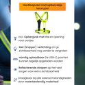 Neongeel R2B hardloopvest met opbergvak, reflecterende strepen en knipperende verlichting.