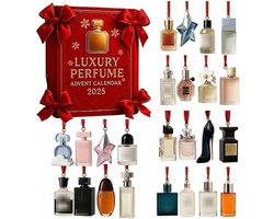 Luxe parfumadventskalender , 24-daagse kerstaftelkalender met 24 mini 2D-platte parfumornamenten, 24-daagse designergeuren voor dames en heren, premium vakantiegangers voor dames en heren - Cyslmuk®