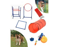 Honden Agility Set 18-Delig - Hondentunnel, Slalom Palen & Horde - Complete Behendigheid Training Set voor Honden - Inclusief Fluitje, Beloningszakje & Draagtas