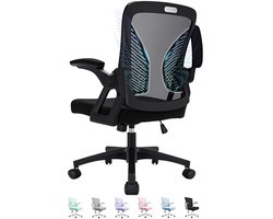 Milacyee Bureaustoel - Ergonomische Bureaustoel - Office Chair - Bureaustoelen voor Volwassenen - Computerstoel met Mesh Rugleuning & Lendensteun - 90° Opklapbare Armleuningen - Stille Wieltjes - Tot 150 kg, Zwart - Geschikt voor Thuiswerk en Kantoor
