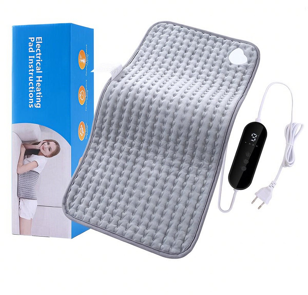 Elektrisch verwarmingskussen voor menstruatiekrampen en lage rugpijn - 30 x 60 cm, 9 instelbare warmtestanden, automatische uitschakeling